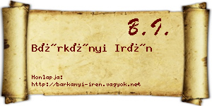 Bárkányi Irén névjegykártya